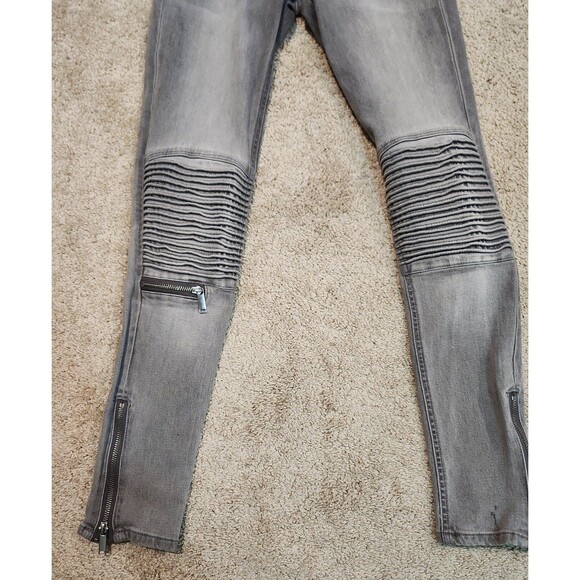 H&M motorcycle gray wash detailed stretch jeans‎ with zippers size 27 - Picture 3 of 5